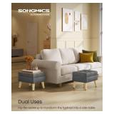 SONGMICS Storage Ottoman, Foot Stool, Ottoman with Padded Seat, Foot Rest with Wood Legs, Small Table, for Hallway, Living Room, 11.8 x 15.7 x 11.4 Inches, Linen-Look Fabric, Slate Gray ULOM517GN01 - 