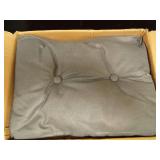 SONGMICS Storage Ottoman, Foot Stool, Ottoman with Padded Seat, Foot Rest with Wood Legs, Small Table, for Hallway, Living Room, 11.8 x 15.7 x 11.4 Inches, Linen-Look Fabric, Slate Gray ULOM517GN01 - 