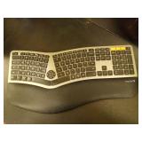 Backlit Bluetooth Ergonomic Keyboard, ProtoArc EK01 Plus Full Size Wireless Split Keyboard with Dual Bluetooth and USB, Cushioned Wrist Rest, Rechargeable for Windows/Mac/Android, Grey Black - Retail: