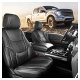 Coverland Custom Car Seat Covers Compatible with Tacoma, F150, F250, F350, Ram 1500, Silverado 1500 - Premium Fax Leather Non-Slip Waterproof Interior Front Seat-Black [See Size Chart-Size A10] - Reta
