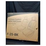 Coverland Custom Car Seat Covers Compatible with Tacoma, F150, F250, F350, Ram 1500, Silverado 1500 - Premium Fax Leather Non-Slip Waterproof Interior Front Seat-Black [See Size Chart-Size A10] - Reta