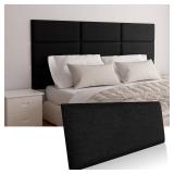Greymond Upholstered Wall Mounted Headboard, Acoustic Panel, Peel and Stick Wall Padding, Black Dorm Towel Fabric, 4-Pack - Retail: $50
