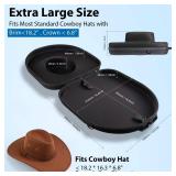 Uawsyut Cowboy Hat Case for Travel, Crushproof Box for Panama & Tweed, Hat Carrier with Adjustable Strap, Fedora Hat Storage For Travel Outdoors and Home(Upgrade Large) (Black) - Retail: $55
