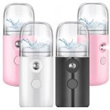 Mudder 4 Pcs Nano Facial Mister Handy Nano Mist Sprayer 30ml Visual Water Tank Portable Face Steamer Mini USB Mister for Lash Extensions, Skin Care, Makeup(White, Black, Light Pink, Pink) - Retail: $1