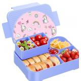 HOMETALL Kids Prints Lunch Box - Leakproof Lunch Boxes 6 Compartments Portions Lunchbox for Kid Ages 3 to 7 Back to School, BPA-Free Snack Packing Containers Reusable On-the-Go Meal Prep, Macaron - Re