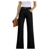 Sidefeel Womens Wide Leg Jeans Casual Baggy High Waisted Stretch Denim Pants Size 6 Black - Retail: $40