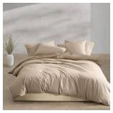 Calvin Klein - King Duvet Cover Set, Modern Cotton Washed Percale Bedding with Matching Shams, Cozy Home Decor, Oeko-Tex Certified (Washed Percale Camel Brown, King) - Retail: $74