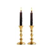Rely+ Gold Candle Holders Set of 2 Decorative Centerpiece Table Candlesticks Holders for Taper Candles Home Decor Easter Candle Holders for Dinner Party Wedding Decorations - Retail: $14