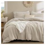 Bedsure Waffle Comforter Set Twin, Soft and Breathable Linen Bedding Comforter Set, 2 Pieces, 1 Waffle Weave Comforter (68\"x88\") and 1 Pillowcase (20\"x26\") - Retail: $50