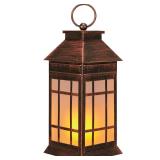 18\" Glass Solar Lanterns Outdoor Waterproof, Large Solar Flickering Flame Lantern, Outdoor Lantern Decorative Metal Garden Light for Patio Garden Backyard Outside Tabletop Decor Birthday Gift Grandma