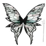 Fairy Wings for Adults Women 31.5\"x29.5\" Fairy Costume Set Large Butterfly Wings for Halloween Party Black - Retail: $17