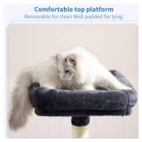 Heybly Cat Tree with Toy, Cat Tower Condo for Indoor Cats, Cat House with Padded Plush Perch, Cozy Hammock and Sisal Scratching Posts, Smoky Gray HCT004SG - Retail: $40