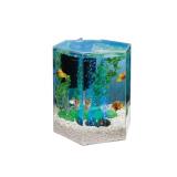 Tetra Bubbling LED Aquarium Kit 1 Gallon, Hexagon Shape, With Color-Changing Light Disc - Retail: $31