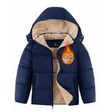 ZITY Winter Coats for Boys Sherpa Jacket Puffer Fleece Lined Waterproof Warm Hooded Coat Quilted Jackets with Detachable Hood XL - Retail: $63