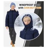 ZITY Winter Coats for Boys Sherpa Jacket Puffer Fleece Lined Waterproof Warm Hooded Coat Quilted Jackets with Detachable Hood XL - Retail: $63