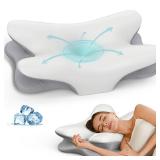Cervical Neck Pillow for Pain Relief - Ergonomic Side Sleeper Pillow for Neck Support, Cooling Memory Foam Pillows for Sleeping, Contour Pillow Orthopedic Bed Pillow for Back Stomach Sleepers - Retail