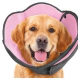 AuraPaw Dog Cone Collar After Surgery,Adjustable Soft Dog Recovery Collar to Stop Licking Wounds,Comfortable Light-Weight Elizabethan Collar for Dogs Anti-Bite Lick Protective Wound,Pink,L - Retail: $