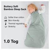 BubblePanda Rayon Made from Bamboo Sleep Sack 0-6 Months 1.0 Tog Soft Toddler Sleeping Sack 3-6 Months for Infant Newborn Babies 2-Way Zipper Baby Wearable Blanket 0-3 Months - Retail: $30