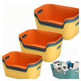 Tlence 12 Pack Plastic Storage Bins and Baskets, Classroom Organizer Bins with Built-in Handle, Household Colorful Pantry Shelf Organization Container for Office Bedroom Countertop, 3 Sizes - Retail: 