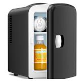 Antarctic Star Compact Refrigerator, Portable Mini Fridge, Skin Care 4L Capacity/6 Cans, for Bedroom, Car, Office & Dorm, Small Cooler for Cosmetics, Beverage and Food, Black - Retail: $37