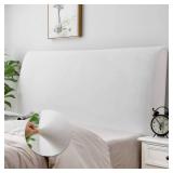 DUJUIKE Headboard Covers, Stretch Bed Head Board Slipcover, Dustproof Protector Cover for Linen Fabric Tufted Upholstered Headboard (White, Full Headboard Length (47\"-55\")) - Retail: $22