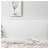 DUJUIKE Headboard Covers, Stretch Bed Head Board Slipcover, Dustproof Protector Cover for Linen Fabric Tufted Upholstered Headboard (White, Full Headboard Length (47\"-55\")) - Retail: $22