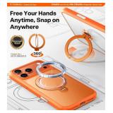TORRAS Q3 Spin for iPhone 17 Pro Max Case with 360 Magnetic Stand, Wireless Charging Compatible, Hard PC Case for 17 Pro Max Phone Case with Stand, Translucent Cosmic Orange - Retail: $43