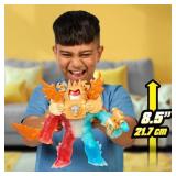 Heroes of Goo Jit Zu Goo-Tron Supreme Combines The Power of Blazagon, Pantaro & Thrash in 1 Ultimate Hero, with 3 Different Goo Fillings, 35+ Phrases & Lights, Face Swap & Triple Attack Feature - Reta