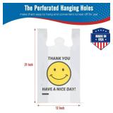 Fuxury 500 Count Thank You Plastic Bags (12\" x 6.5\" x 21\") White Smile, T-shirt, Grocery, Take Out, To Go, Retail Shopping Bags in Bulk for Small Business - Retail: $45