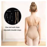 MOLLDAN Women and Girls Nude Leotard Seamless Camisole Undergarment with Adjustable Clear Straps(8A13) - Retail: $19