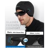 Hikenture Skull Cap Helmet Liner with Glasses Holes, Winter Thermal Cycling Cap for Men & Women, Cycling Hat Beanie Black - Retail: $10