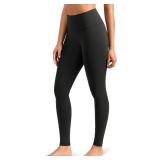 PRE OWNED Colorfulkoala Dreamlux No Front Seam Leggings for Women 28\" Inseam, High Waisted Buttery Soft Full Length Yoga Pants (M, Black) - Retail: $32