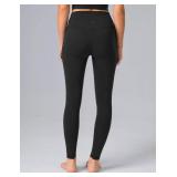 PRE OWNED Colorfulkoala Dreamlux No Front Seam Leggings for Women 28\" Inseam, High Waisted Buttery Soft Full Length Yoga Pants (M, Black) - Retail: $32