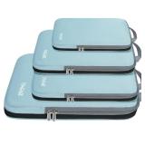 BAGAIL 4 Set/6 Set/8 Set Compression Packing Cubes Travel Accessories Expandable Packing Organizers (Cloth Pattern, 4-Dusty Blue) - Retail: $27