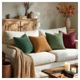 MIULEE Christmas Pack of 4 Couch Throw Pillow Covers 18x18 Inch Christmas Dark Green Soft Decorative Chenille Pillow Covers Farmhouse Accent Cushion Cover for Boho Home Decor Sofa Bedroom Living Room 