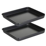 11 Inch Baking Sheets Pan Nonstick Set of 2, Walooza 1-inch Deep Baking Trays, 11X9 Inch Cookie Sheet Replacement Toaster Oven Tray, Non Toxic & Heavy Duty & Easy Clean - Retail: $19