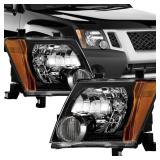 ATOMTEC Headlights Headlamps Assembly Fit For Nissan Xterra 2005-2015 Headlights Headlamp Assembly Black Housing Amber Reflector Driver And Passnger Side Direct Replacement 26060EA025 26010EA025 - Ret