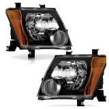 ATOMTEC Headlights Headlamps Assembly Fit For Nissan Xterra 2005-2015 Headlights Headlamp Assembly Black Housing Amber Reflector Driver And Passnger Side Direct Replacement 26060EA025 26010EA025 - Ret