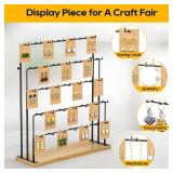 ORLESS Jewelry Display for Vendors, Earring Display Stand for Selling, Necklace Display Holder for Selling, Earring Cards Organizer for Bracelets, Rings, Jewelry Towers, Original Wood (35 Hooks) - Ret