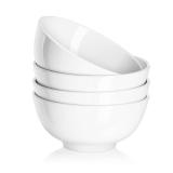 DOWAN 22 OZ White Ceramic Bowls Set of 4 - Perfect for Soup Bowls for Kitchen, Cereal Bowl, Ramen Bowl, Microwave Safe for Oatmeal, Fruit,Salad and Rice Bowl - Dishwasher & Microwave Safe - Retail: $3