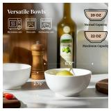 DOWAN 22 OZ White Ceramic Bowls Set of 4 - Perfect for Soup Bowls for Kitchen, Cereal Bowl, Ramen Bowl, Microwave Safe for Oatmeal, Fruit,Salad and Rice Bowl - Dishwasher & Microwave Safe - Retail: $3