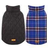 Kuoser Waterproof Dog Coat, Reversible Dog Jacket for Medium Dogs, Adjustable Durable Doggie Winter Coat Warm Puppy Cold Weather Apparel from Small to Large Breed, Navy M - Retail: $23