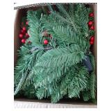 Christmas Garland, 9ft Pre-Lit Christmas Garland with Lights, Battery Operated with Pine Cones & Red Berries, Artificial Christmas Greenery for Mantle, Staircase, Doorway, Indoor Outdoor Decorations -