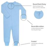 GUISBY Footed Long Sleeve Baby Pajamas with Zipper Cotton Infant Sleepers Light Blue+White 3-6 Months - Retail: $18