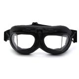 kucehiup Vintage Aviator Goggles Motorcycle Goggles (Black frame clear lenses) - Retail: $16
