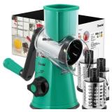 Geedel Rotary Cheese Grater with 3 Interchangeable Blades, Kitchen Mandoline Vegetable Slicer for Fruit, Nuts , Easy to Clean - Retail: $27