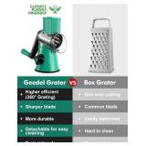 Geedel Rotary Cheese Grater with 3 Interchangeable Blades, Kitchen Mandoline Vegetable Slicer for Fruit, Nuts , Easy to Clean - Retail: $27