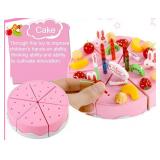 MAY OR IS MISSING PIECES HenMerry DIY Cutting Cake Set - Kids Play Kitchen Food Pretend Play Toy - Best for Girls Birthday Party Gift (75PCS Blue) - Retail: $22