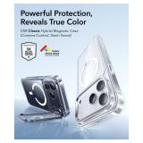 ESR for iPhone 17 Pro Max Case with Stash Stand, Camera Control Cover Compatible with MagSafe, Military-Grade Drop Protection Phone Case for iPhone 17 Pro Max, Scratch-Resistant Back Cover, Clear - Re