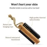 Wooden Cleaning Finger Nail Brush with Nylon Charcoal Bristles & Hanging Rope - Double-Sided Fingernail Brush for Scrubbing Fingernails and Toes (Beechwood) - Retail: $10